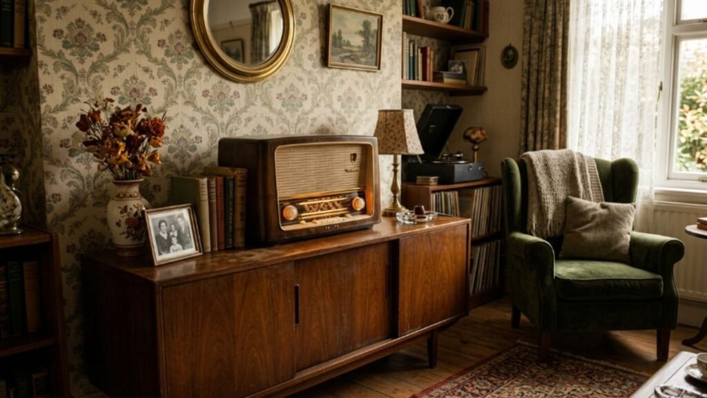 Decoração vintage utilizando rádio retrô Bluetooth